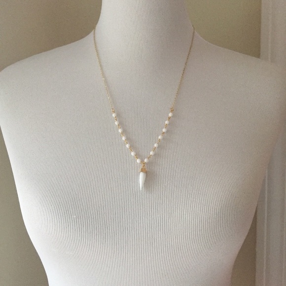 White Agate 14k Boho Necklace - Picture 6 of 8